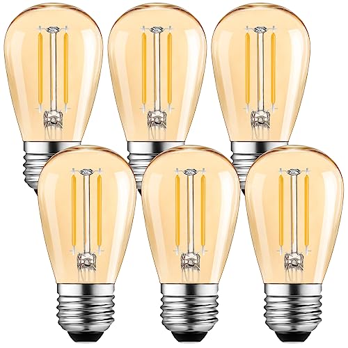 Belaufe S14 Edison Vintage 2W LED Glühlampe, ST45 E27 LED Glühbirne, Warmweiß 2700K, Ersetzt 10 Watt Glühlampen, Nicht dimmbar, Gold Glas,6er Pack von Belaufe