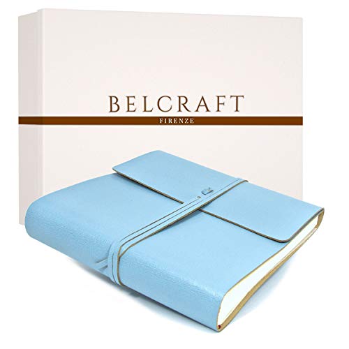 Dolci Babyalbum Leder, Fotoalbum, Elegantes Geschenk mit Geschenkbox, Handgearbeitet in klassischem italienischem Stil, Aqua von BELCRAFT