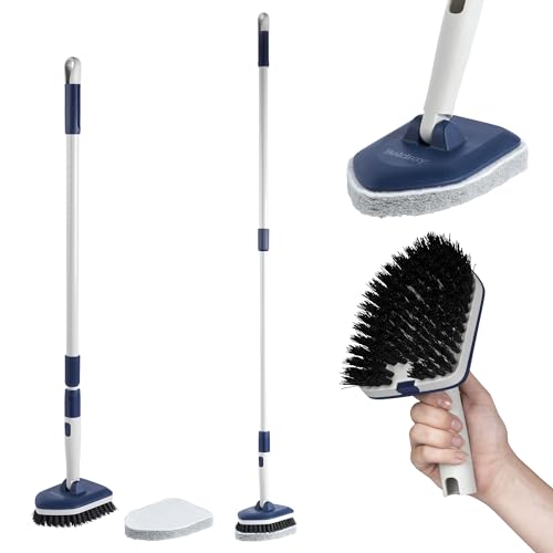 Beldray LA030148FEU7 Tiefreinigung 2 in 1 Badewanne und Schrubben – Reinigungsbürste mit verlängerbarem Griff, Badezimmerreiniger mit 180° Schwenkaufsatz, spitz zulaufend für Ecken von Beldray
