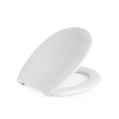 Beldray LA030252UFEU7 Antibac Toilettendeckel - WC Sitz Behandelt Mit Silberphosphat Um Bakterienbildung Zu Verhindern, Soft Close Scharniere WC Deckel, Universal Klodeckel, Kompletteset, Weiß Oval von Beldray