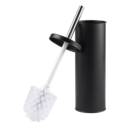 Beldray LA059451BLKFEU7 Toilet Brush and Holder Set - Bathroom Toilet Bowl Cleaning Brush with Stiff Bristles, Hygienic Holder with Lid Design, Deep Clean, Slim for Easy Storage, Black von Beldray