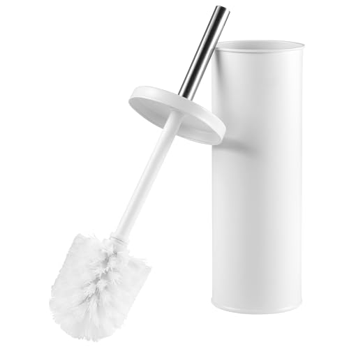 Beldray LA059451WHTFEU7 Toilet Brush and Holder Set – Bathroom Toilet Bowl Cleaning Brush with Stiff Bristles, Hygienic Holder with Lid Design, Deep Clean, Slim for Easy Storage, White von Beldray