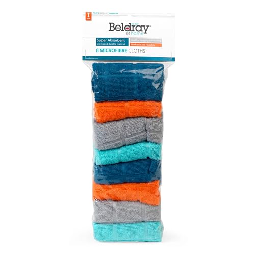 Beldray LA066374EU Mikrofasertücher Reinigungstücher mit ausgeprägter Saugfähigkeit, multifunktional 8-Pack, Mehrfarben Staubtücher, wiederverwendbar und maschinenwaschbar zum Reinigen oder Abstauben von Beldray