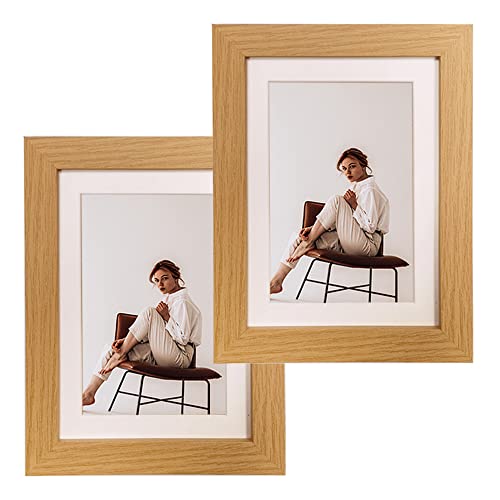 Belegao Bilderrahmen 13x18 cm 2er Set Fotorahmen Vintage mit Passepartout MDF Bruchsicherem Acrylglas Freistehende für Wand Tischrahmen, Geschenk, Dekoration - Original Holzfarbe Belegao Bilderrahmen 13x18 cm 2er Set Fotorahmen Vintage mit Passepartout MDF Bruchsicherem Acrylglas Freistehende für Wand Tischrahmen, Geschenk, Dekoration - Original Holzfarbe von Belegao