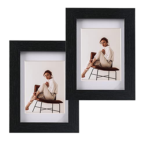 Belegao Bilderrahmen 13x18 cm 2er Set Fotorahmen Vintage mit Passepartout MDF Bruchsicherem Acrylglas Freistehende für Wand Tischrahmen, Geschenk, Dekoration - Schwarz Belegao Bilderrahmen 13x18 cm 2er Set Fotorahmen Vintage mit Passepartout MDF Bruchsicherem Acrylglas Freistehende für Wand Tischrahmen, Geschenk, Dekoration - Schwarz von Belegao