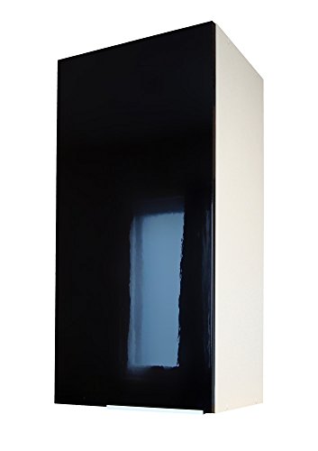 BERLIOZ CREATIONS CP3HN Hängeschrank für Küche mit 1 Tür in schwarzem Hochglanz, 30 x 34 x 70 cm, 100 Prozent französische Herstellung von BERLIOZ CREATIONS
