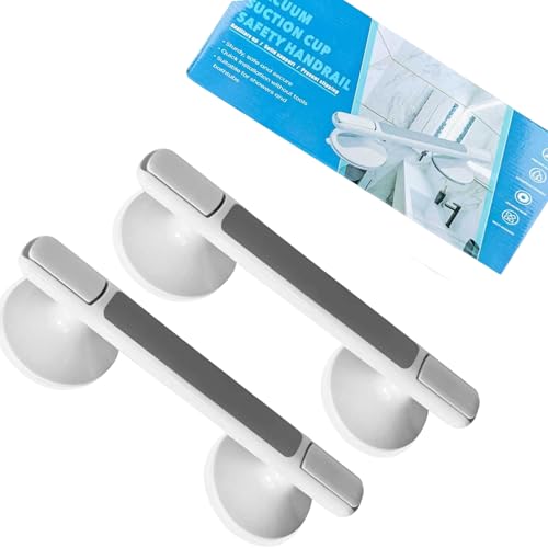 Haltegriff mit Saugnapf, 2 Stück Haltegriff Dusche ohne Bohren, MAX 120 KG, 31 CM Badewannengriff mit Starkem Halt Saugnapf für Senioren, Haltegriff Bad (Grau) von Beler
