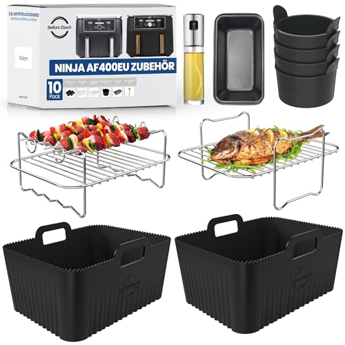 Ninja AF400EU Silikonform | BPA-FREI | Hochwertige Materialien | 2,5mm dicke Silikonform | 2 Stück Airfryer Silikonform für Foodi Max Dual Zone AF400EU | (9,5L AF400EU Zubehör) von Belfort Etech