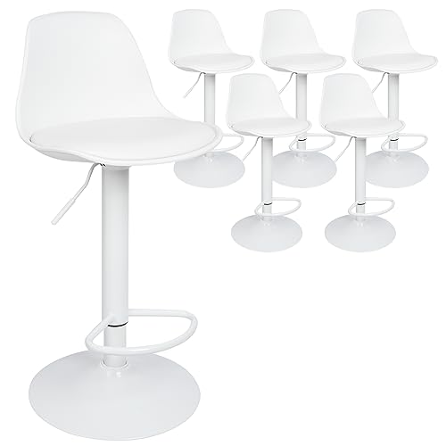 Barhocker Höhenverstellbar Barstuhl 4er Set, Bar Stühle mit Lehne, aus Kunstleder Metall,360°Drehbar Küchenstühle,für die Küche/Bar/Salon,mit Rückenlehne und Armlehne(56x52x103 cm weiß) von Belfoyer