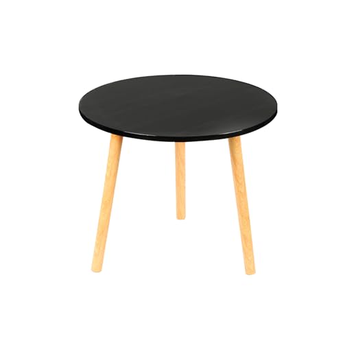 Beistelltisch mit runden Ablagen Couchtisch Kaffeetisch Wohnzimmertisch,minimalistisch,Moderne SofatischeSofatisch mit Beinen aus Massivholz,Quadratischer Beistelltisch (Schwarz 50 x 50 x 40 cm) von Belfoyer