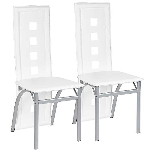 Belfoyer 2 Esszimmerstühle, PVC, Leder, Esszimmerstühle, dicke Polsterung, Stühle für Esszimmer, moderne Esszimmerstühle (weiß) von Belfoyer