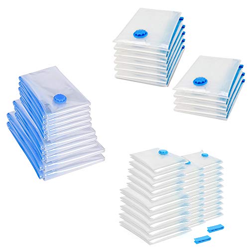 Belfoyer 30 Stück Vakuumbeutel für Kleidung, 3 Größen für Bettdecken/Bettwäsche/Kissen/Kleidung/Gepäck von Belfoyer
