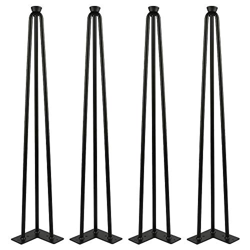 Belfoyer 4 Stück Haarnadelfüße aus Stahl mit 3 robusten Stangen, schwarze Möbelfüße, Tische, 71 cm, schwarz von Belfoyer