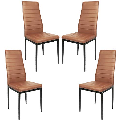 Belfoyer Esszimmerstühle, Kunstleder, Braun, 4 Stück von Belfoyer