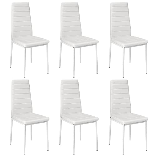 Belfoyer Esszimmerstühle aus Kunstleder, für Esszimmer, modern, Weiß, 6 Stück von Belfoyer