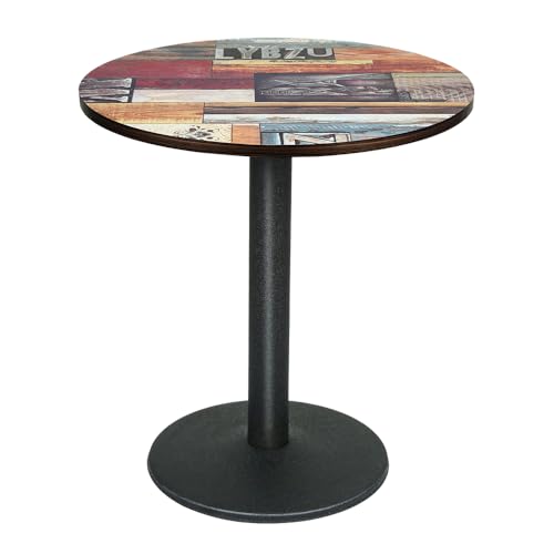 Belfoyer Runder Esstisch 60 cm Bunt Muster – Moderner Küchentisch Rund, Esszimmertisch Klein mit MDF-Holzplatte & Metallbein, Ideal für Wohnzimmer, Esszimmer & Balkon von Belfoyer