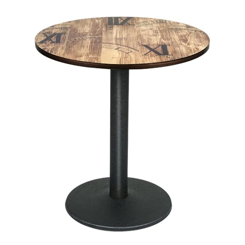 Belfoyer Runder Esstisch 60 cm Holzfarbe mit Zahlenmuster – Moderner Küchentisch Klein, Esszimmertisch Rund mit MDF-Platte & Metallbein, Für Wohnzimmer, Esszimmer & Balkon von Belfoyer