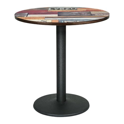 Belfoyer Runder Esstisch 70 cm Bunt Muster – Design Esszimmertisch Rund, Moderner Küchentisch Klein mit MDF-Platte & Metallgestell, Ideal für Esszimmer, Wohnzimmer & Café von Belfoyer