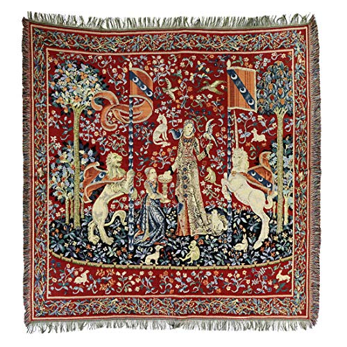 Belgian Tapestries gewebte Decke, Tischdecke Gobelin Unicorn The Taste von Belgian Tapestries