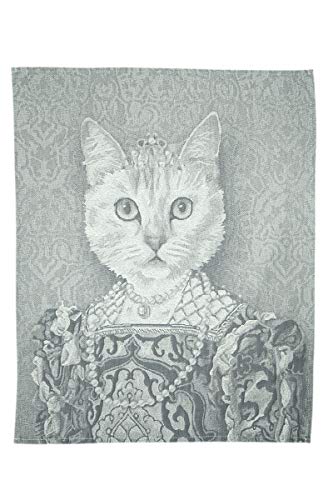 BelgianTapestries Geschirrtuch aus 100% Baumwolle Cat with Crown B grau 50 x 65 cm von BelgianTapestries