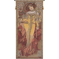 Mucha Herbstlicher Wandbehang Jugendstil Jacquard Wandbehang von BelgianWallTapestry