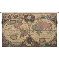Vintage Chenille Globus Wandteppich Jacquard Gewebte Weltkarte Wandkunst von BelgianWallTapestry