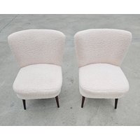 1 Von 2 Seltenen Cocktail Sesseln Mit Teddy Stoff in Hellem Vanille Neu Bezogen // Vintage Sessel Made Jugoslawien Den 1950Er Jahren von BelgradeDesignMarket