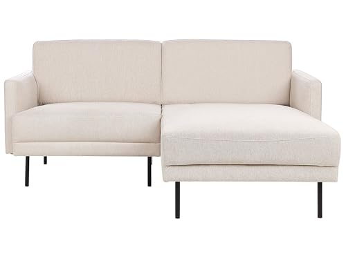 2-Sitzer Ecksofa mit hohen Metallbeinen beige linksseitig Glamour Modern Breda von Beliani