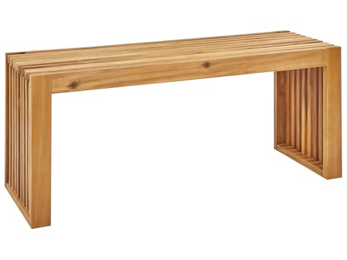 2-Sitzer Gartenbank ohne Lehne Akazienholz Hellbraun 105 x 35 cm U-Form Bellano von Beliani
