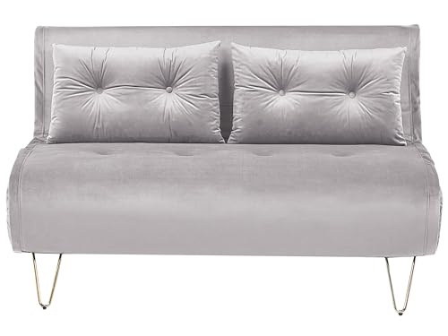 Beliani 2-Sitzer Sofa grau Samtstoff mit Schlaffunktion und Zierkissen Vestfold Beliani 2-Sitzer Sofa grau Samtstoff mit Schlaffunktion und Zierkissen Vestfold von Beliani