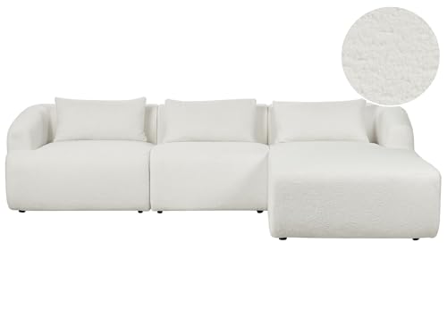 3-Sitzer Ecksofa L-förmig Bouclé weiß mit Chaiselongue links 3 Kissen Svansele 3-Sitzer Ecksofa L-förmig Bouclé weiß mit Chaiselongue links 3 Kissen Svansele von Beliani
