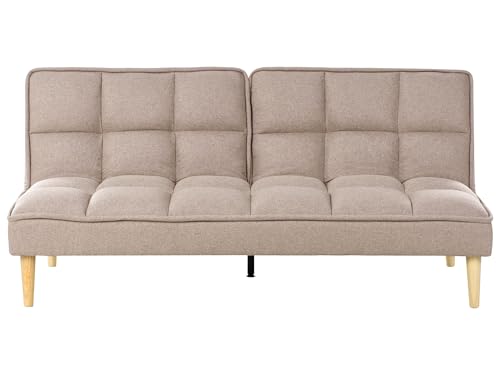 3-Sitzer Schlafsofa Stoffbezug Hellbraun gesteppt Sofa mit Schlaffunktion Siljan von Beliani