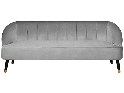 3-Sitzer Sofa Samtstoff grau gesteppt mit hohen Füßen schwarz / gold Alsvag von Beliani