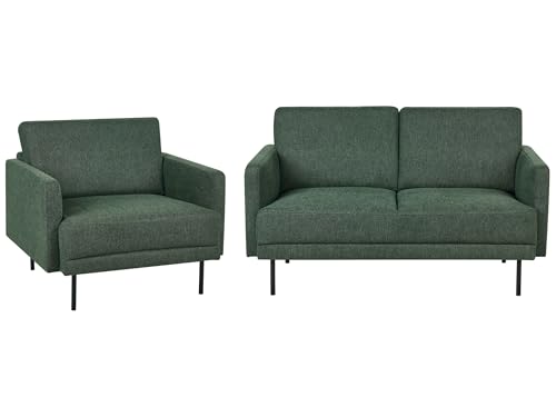 3-Sitzer Sofa Set mit hohen Metallbeinen Sessel dunkel grün Glamour Modern Breda 3-Sitzer Sofa Set mit hohen Metallbeinen Sessel dunkel grün Glamour Modern Breda von Beliani