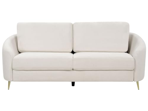 3-Sitzer Sofa beige mit Armlehnen goldenen Füßen Glamourös Modern Trosa von Beliani
