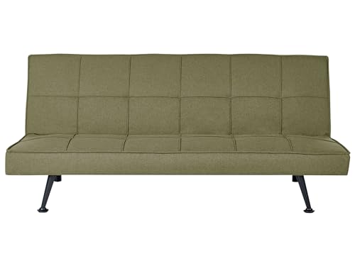 3-Sitzer Sofa mit Schlaffunktion Stoff grün Schlafsofa ohne Armlehnen Hasle von Beliani