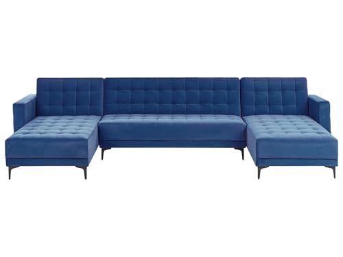 Beliani 5-Sitzer Schlafsofa U-förmig Samt blau gesteppt mit Armlehnen modern Aberdeen Beliani 5-Sitzer Schlafsofa U-förmig Samt blau gesteppt mit Armlehnen modern Aberdeen von Beliani