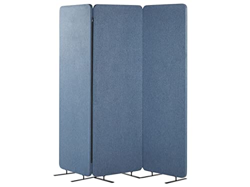 Akustik Büro Raumteiler 3-teilig 184x184 cm aus Stoff und Stahl blau Standi von Beliani
