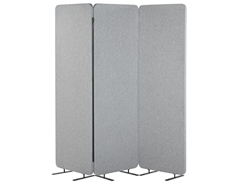 Akustik Büro Raumteiler 3-teilig 184x184 cm aus Stoff und Stahl hellgrau Standi von Beliani