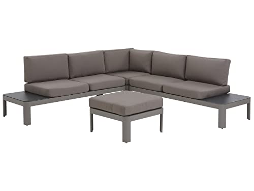Aluminium Lounge Gartenmöbel Set für 5 Personen mit Auflagen in Grau Ferentino von Beliani