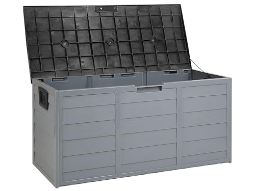 Beliani Auflagenbox aus Kunststoff grau/schwarz Gartentruhe Outdoor Kissenbox Locarno von Beliani