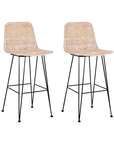 Beliani Außergewöhnlicher Hocker aus Rattan in Sandbeige 2er Set Cassita Beliani Außergewöhnlicher Hocker aus Rattan in Sandbeige 2er Set Cassita von Beliani
