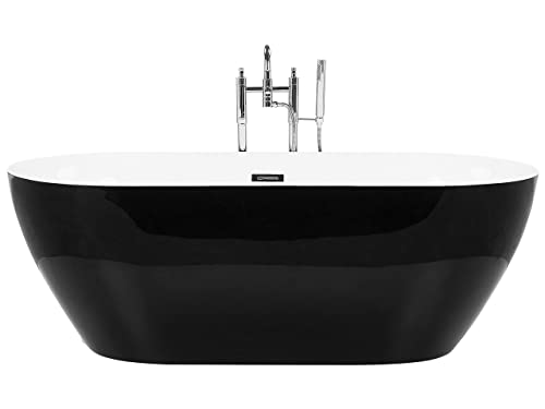 Badewanne freistehend schwarz oval in zeitgenössischem Design 160x75 cm Carrera von Beliani