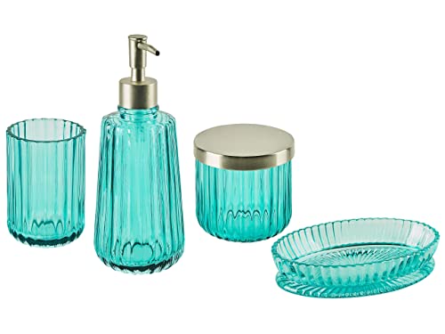 Badezimmer Set 4-teilig aus Glas blau türkis moderner Stil Tecate von Beliani