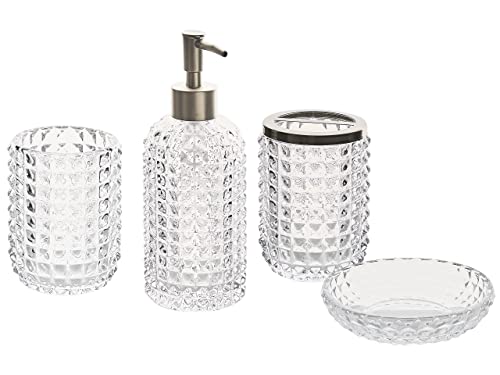 Badezimmer Set 4-teilig Glas transparent glamouröser und eleganter Stil Tapia von Beliani