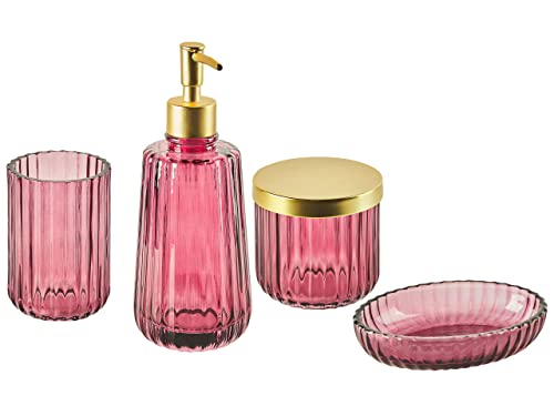 Badezimmer Set 4-teilig aus Glas rosa moderner Stil Cardena von Beliani