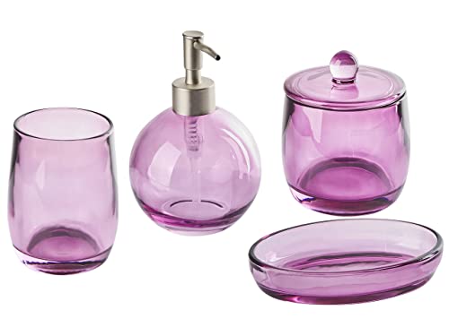 Badezimmer Set 4-teilig aus Glas violett moderner Stil Roana von Beliani