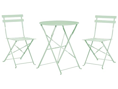 Balkonset Metall mintgrün 3-teilig Tisch rund 2 Stühle klappbar modern Fiori Balkonset Metall mintgrün 3-teilig Tisch rund 2 Stühle klappbar modern Fiori von Beliani