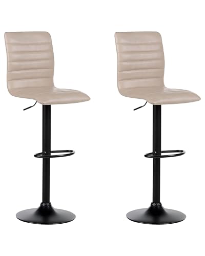 Beliani Barhocker 2er Set Kunstleder beige Metallgestell Fußstütze schwarz Lucerne II Beliani Barhocker 2er Set Kunstleder beige Metallgestell Fußstütze schwarz Lucerne II von Beliani