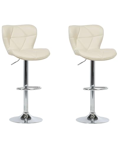 Beliani Barhocker 2er Set Kunstleder beige Metallgestell höhenverstellbar Valetta Beliani Barhocker 2er Set Kunstleder beige Metallgestell höhenverstellbar Valetta von Beliani